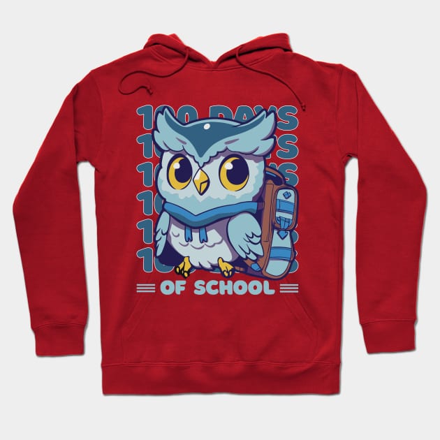 100 days of school typography featuring a Cute owl with a bagpack #2 Hoodie by XYDstore